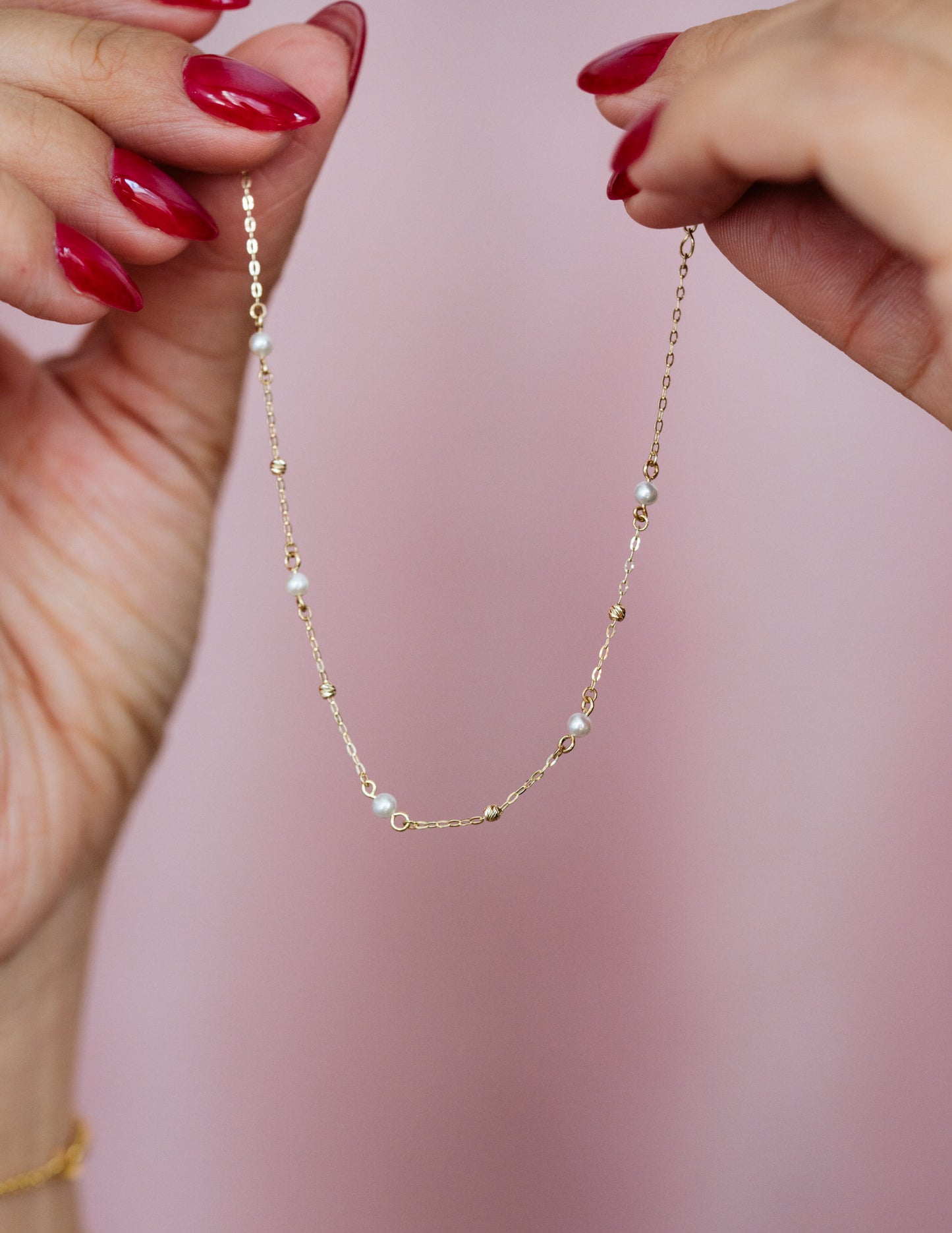 PVLA | 14k Yellow Gold Bracelet with Pearls | Minimal and Dainty Pearl Stackable Bracelet