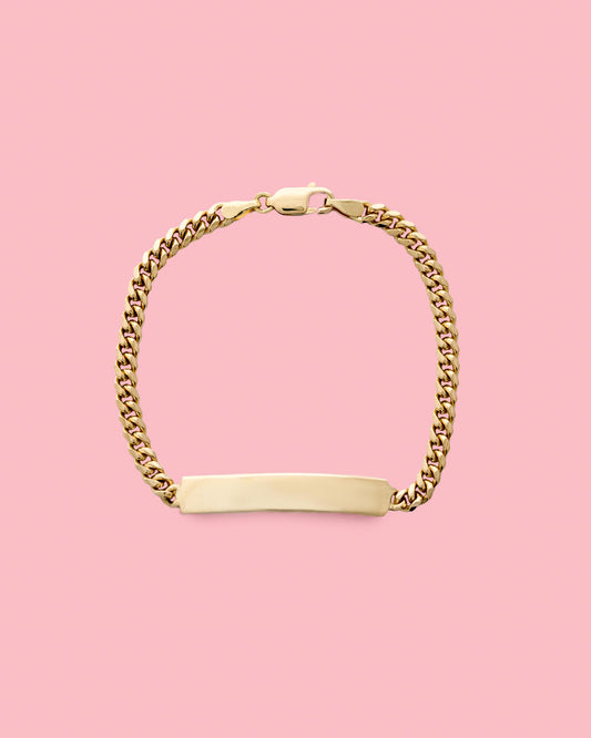 PVLA | 14k Solid Yellow Gold Miami Cuban Baby ID Bracelet | Gold Baby Name Bracelet