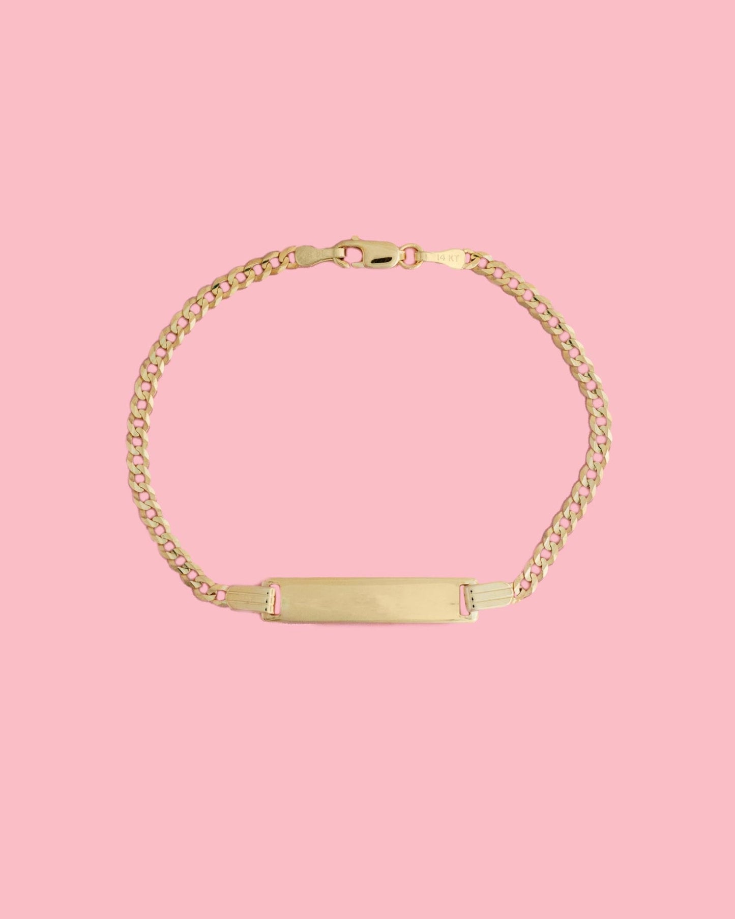 PVLA | 14k Solid Yellow Gold 6" ID Cuban Link Bracelet | Personalized Baby Bracelet | Kids Gold Name Bracelet