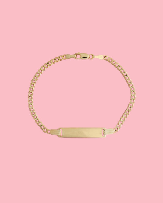 PVLA | 14k Solid Yellow Gold 6" ID Cuban Link Bracelet | Personalized Baby Bracelet | Kids Gold Name Bracelet