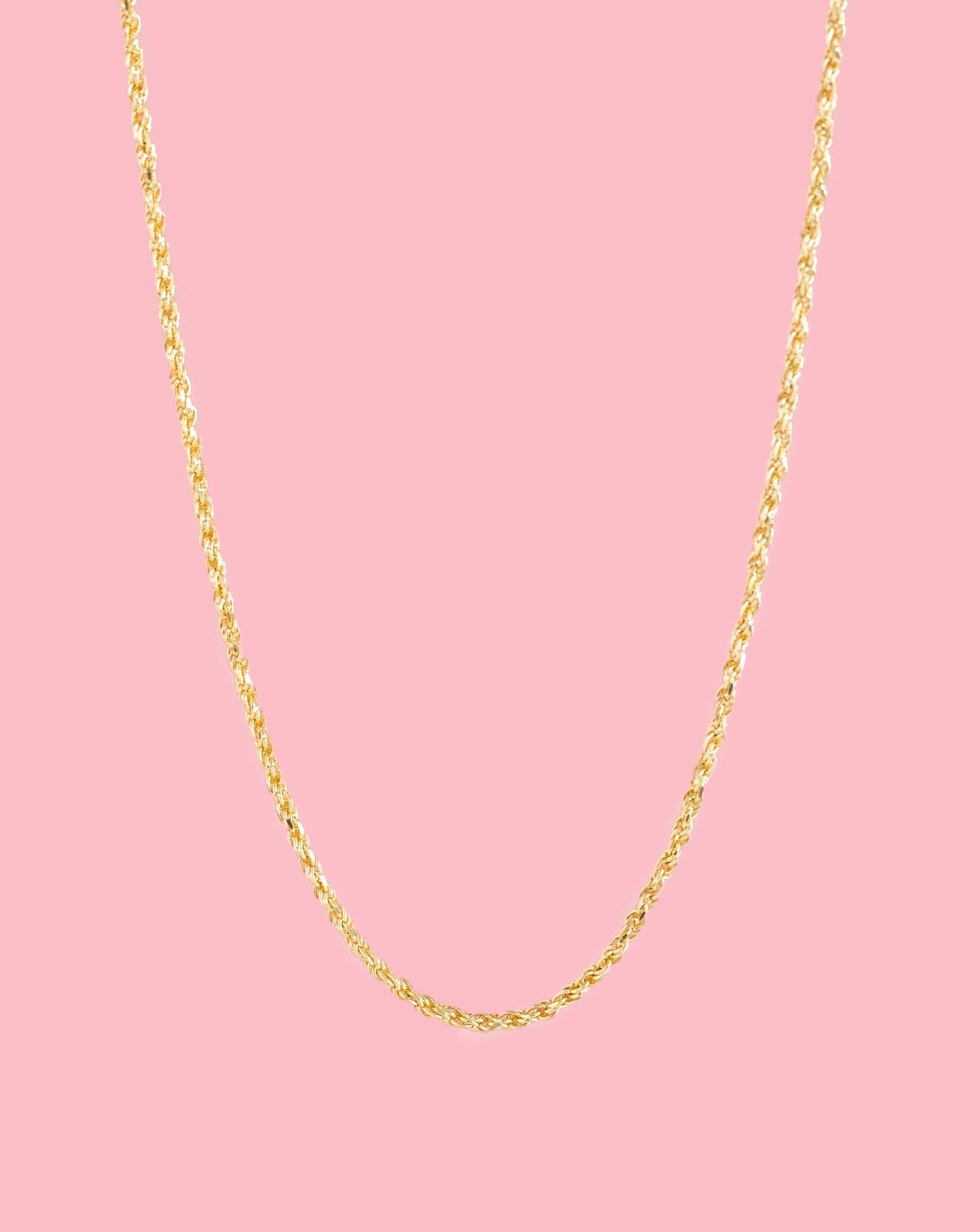 14k Solid Yellow Diamond Cut Rope Chain Necklace 1.2mm 16" - 24"| Stackable Daily Gold Rope Link Necklace