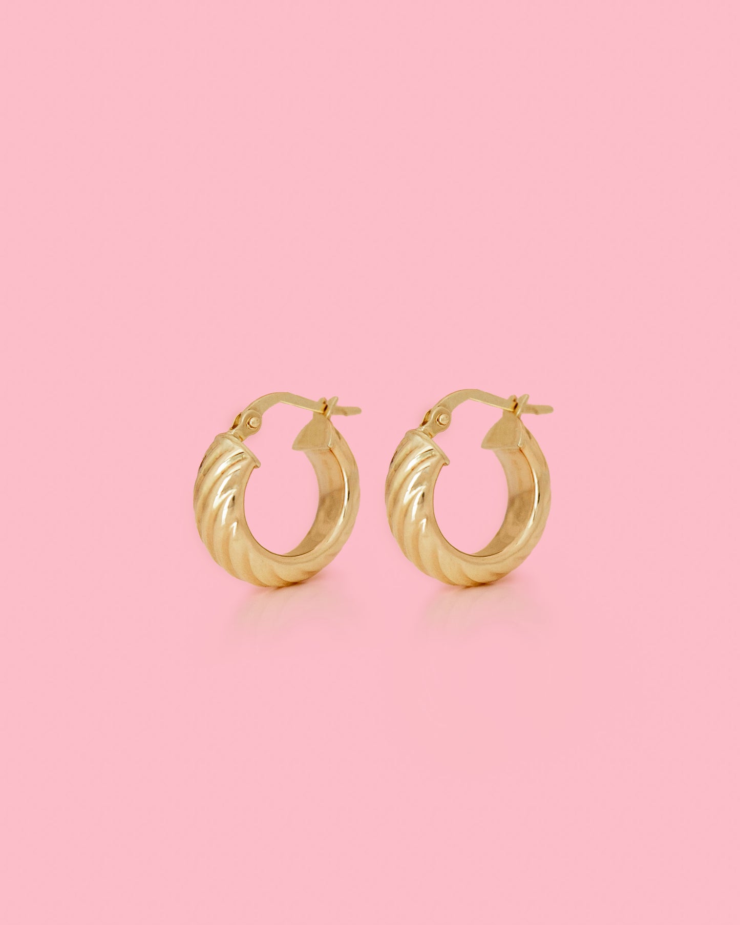 14K Yellow Gold Chunky Croissant Hoop Earrings | Chunky Dome Earrings
