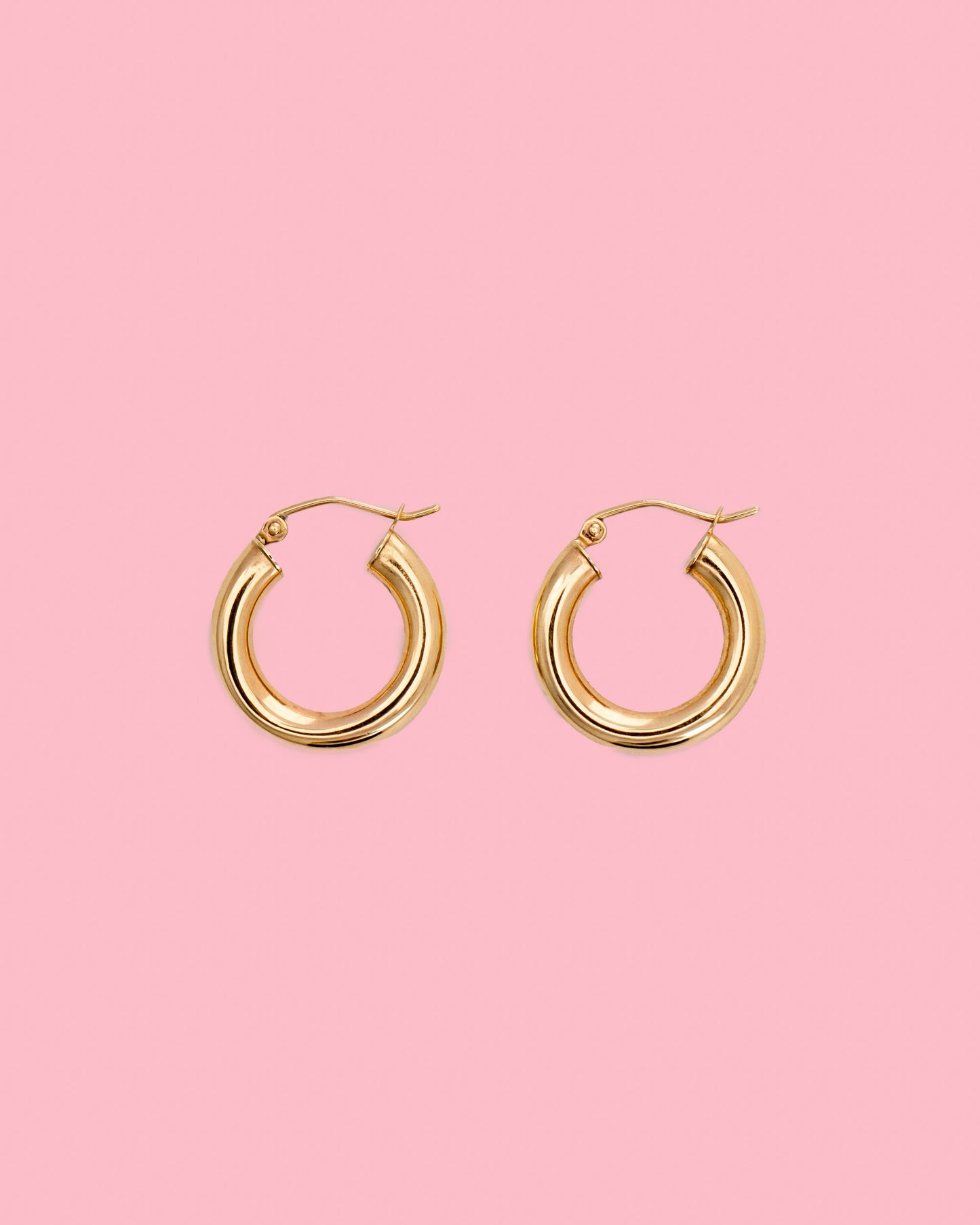 14K Yellow Gold Chunky Hoops | Lightweight Thick Hoops | Arracadas