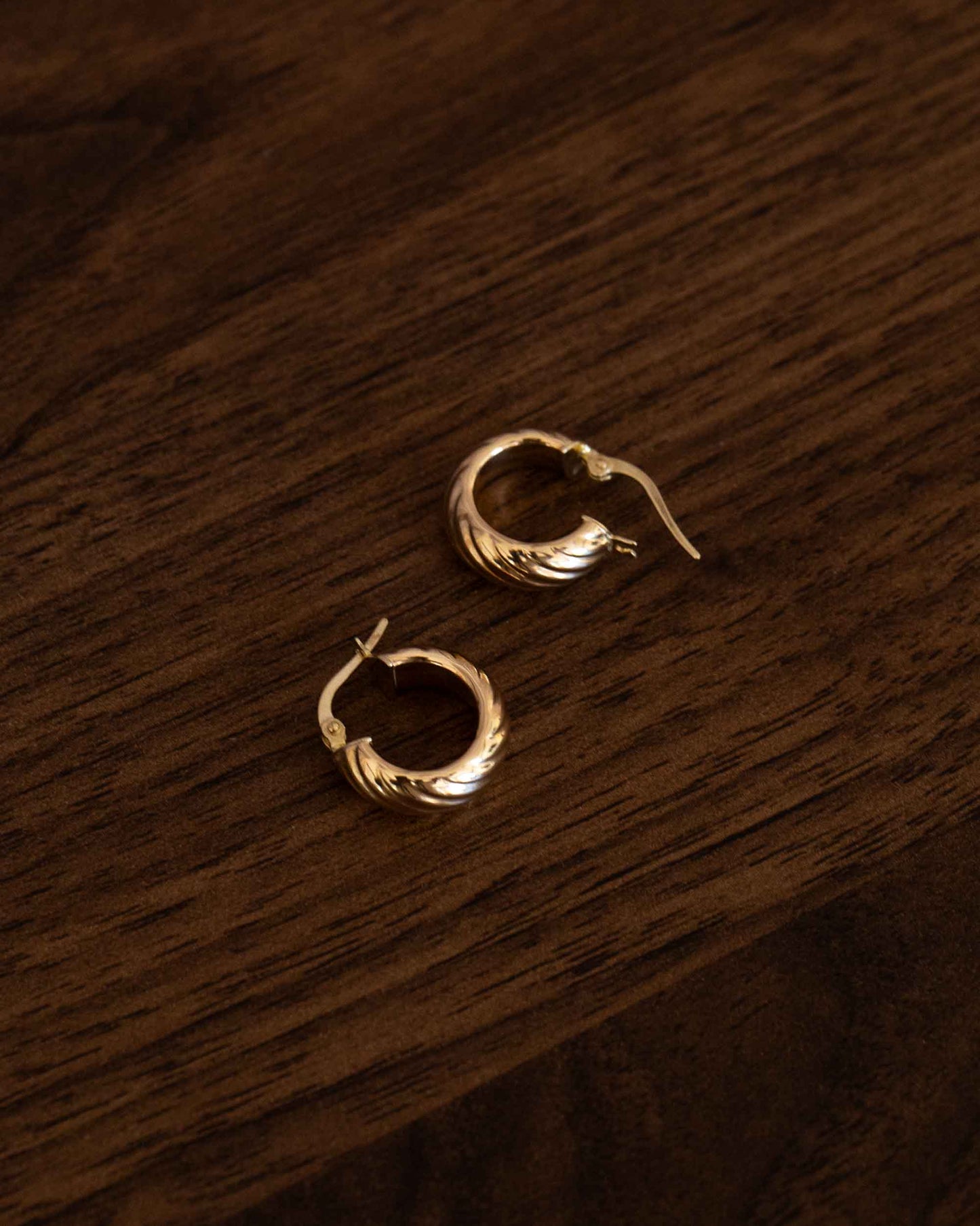 14K Yellow Gold Chunky Croissant Hoop Earrings | Chunky Dome Earrings
