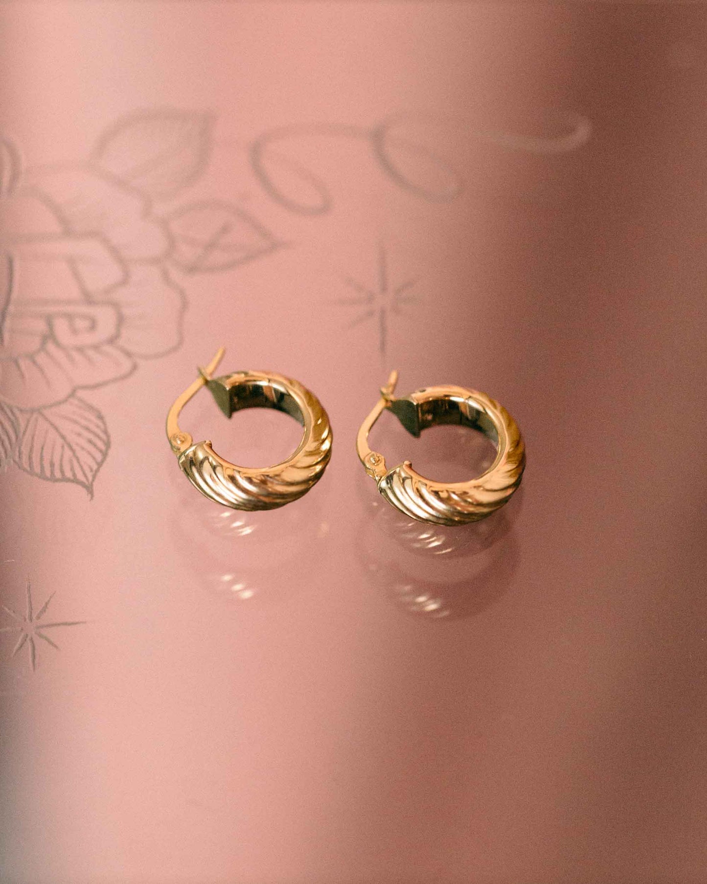 14K Yellow Gold Chunky Croissant Hoop Earrings | Chunky Dome Earrings
