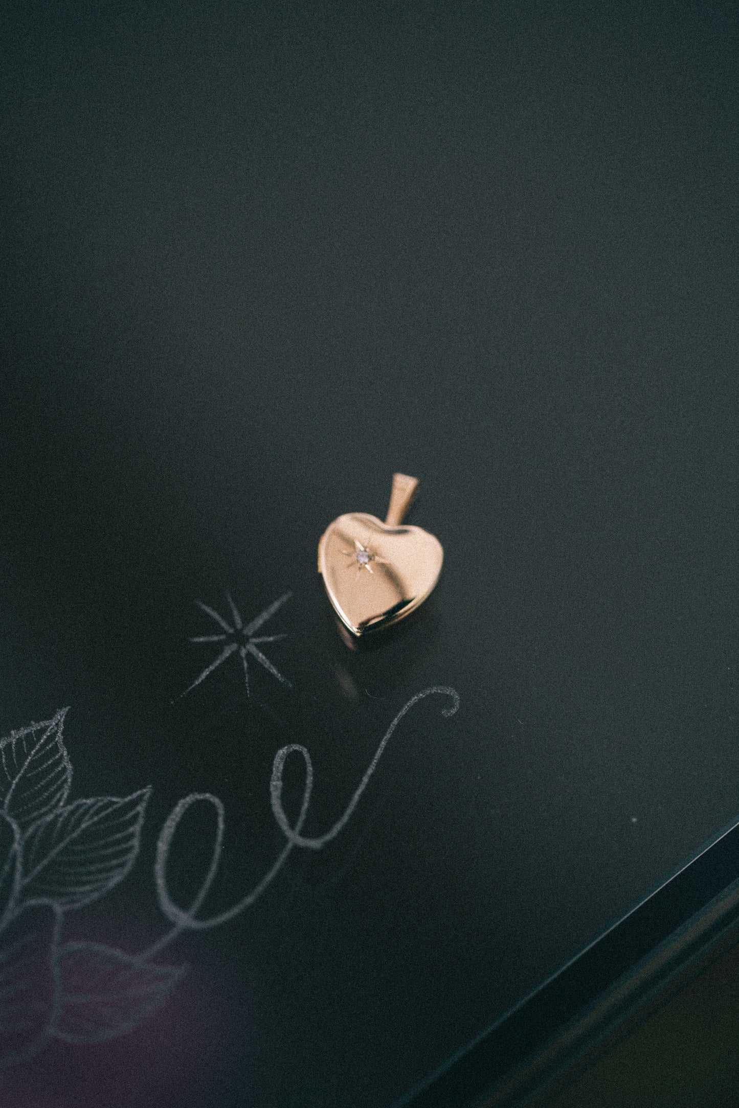 PVLA | 14k Heart Locket Picture Pendant | Star Diamond Heart Locket Necklace