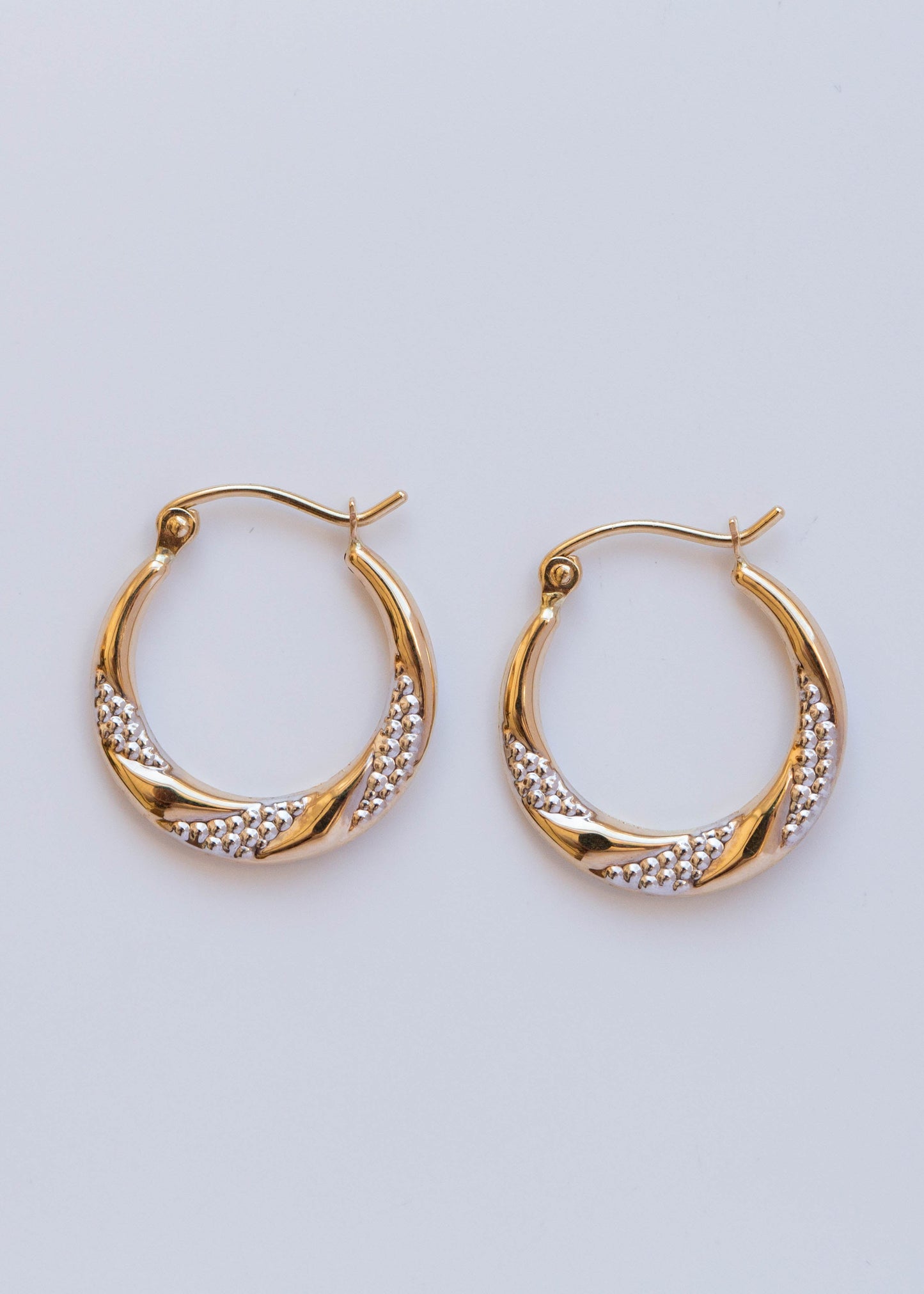 14k Yellow and White Gold DC Hoop | Twist Gold Hoop Earring | Two-Tone Hoop Earring | Twist Style Hoop Earring