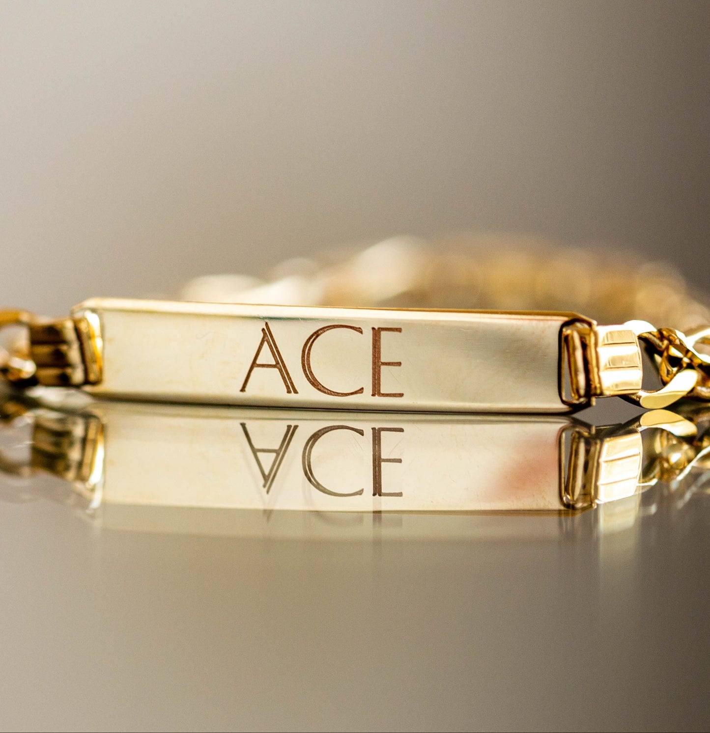 PVLA | 14k Solid Yellow Gold Figaro Baby ID Bracelet | Gold Baby Name Bracelet