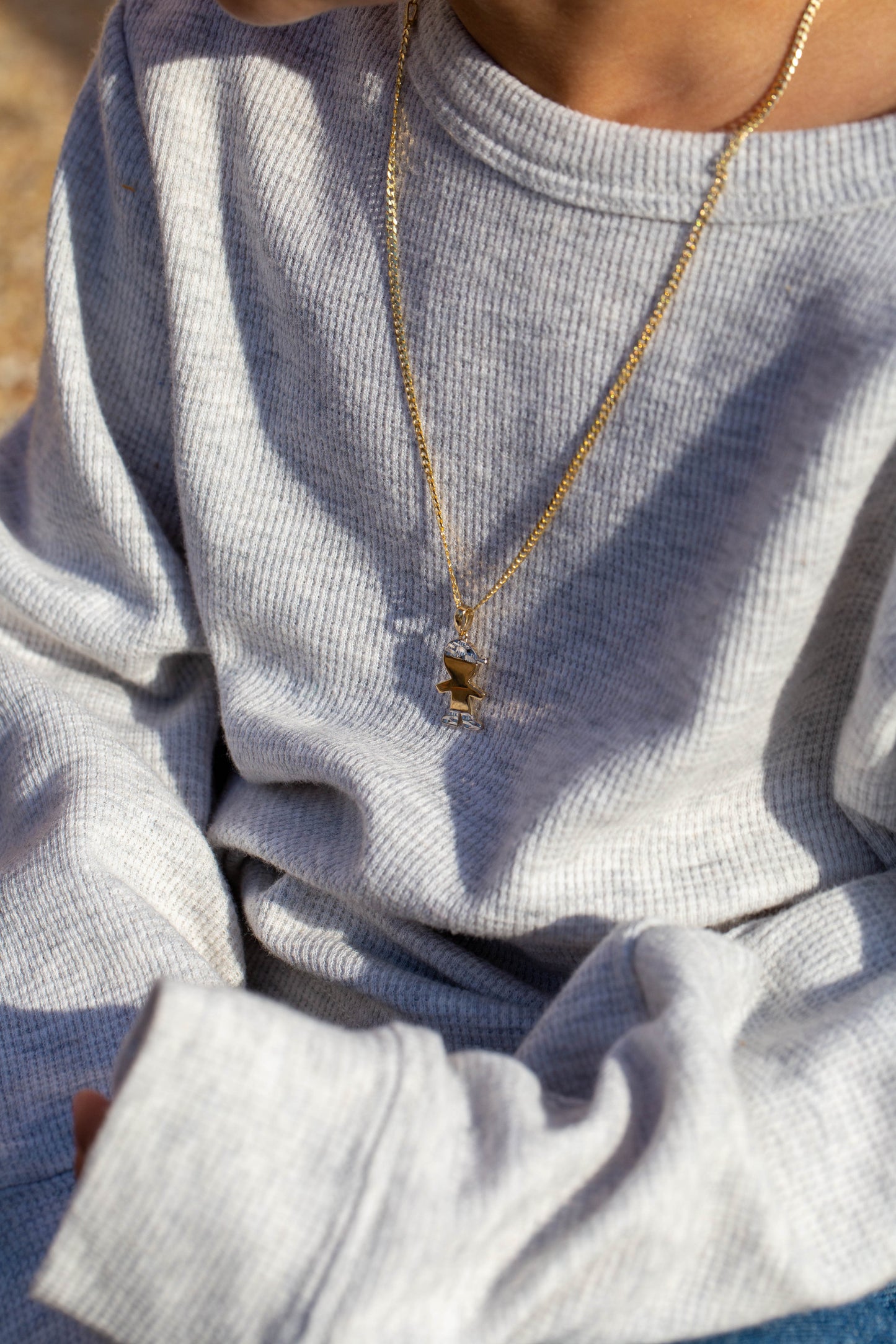 PVLA | 14k Solid 2-tone Gold Boy Charm | Custom Letter Baby Boy Necklace Set