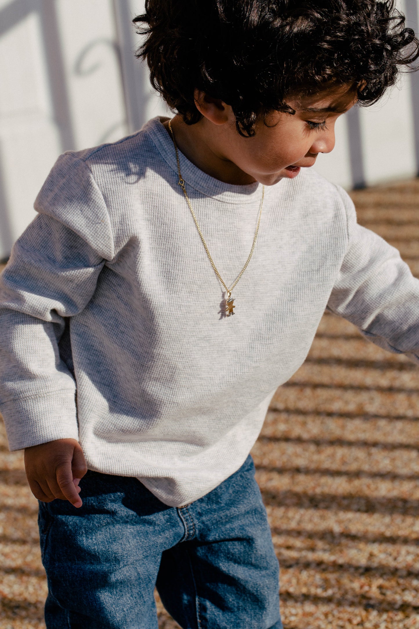 PVLA | 14k Solid 2-tone Gold Boy Charm | Custom Letter Baby Boy Necklace Set