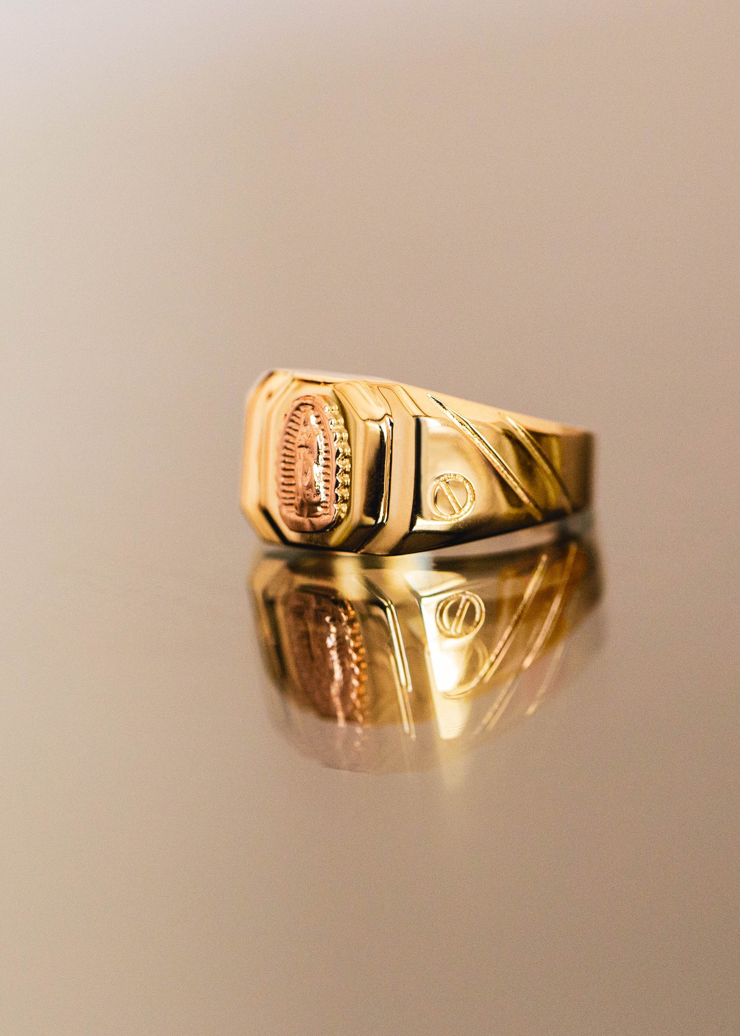 PVLA | 14k Solid 2-Tone Yellow And Rose Gold Virgin Mary Ring | Virgin de Guadalupe Statement Ring