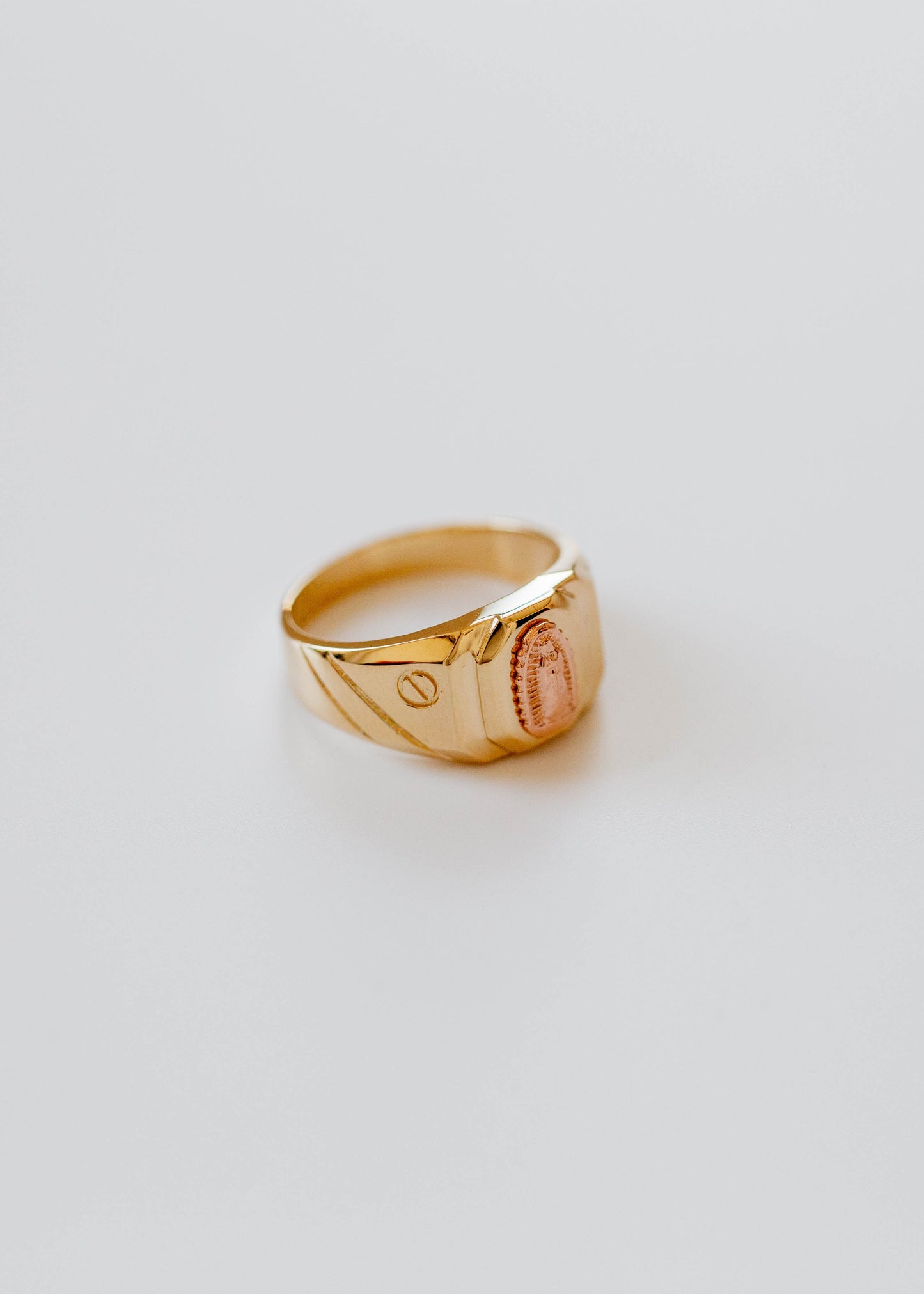 PVLA | 14k Solid 2-Tone Yellow And Rose Gold Virgin Mary Ring | Virgin de Guadalupe Statement Ring