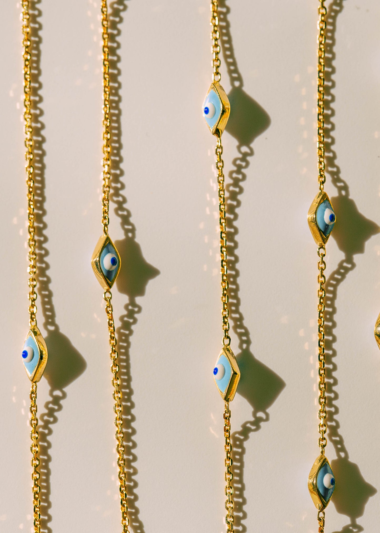 PVLA | 14k Solid Yellow Gold Evil Eye Bracelet | Mal De Ojo Real Gold Pulsera (Sky Blue)