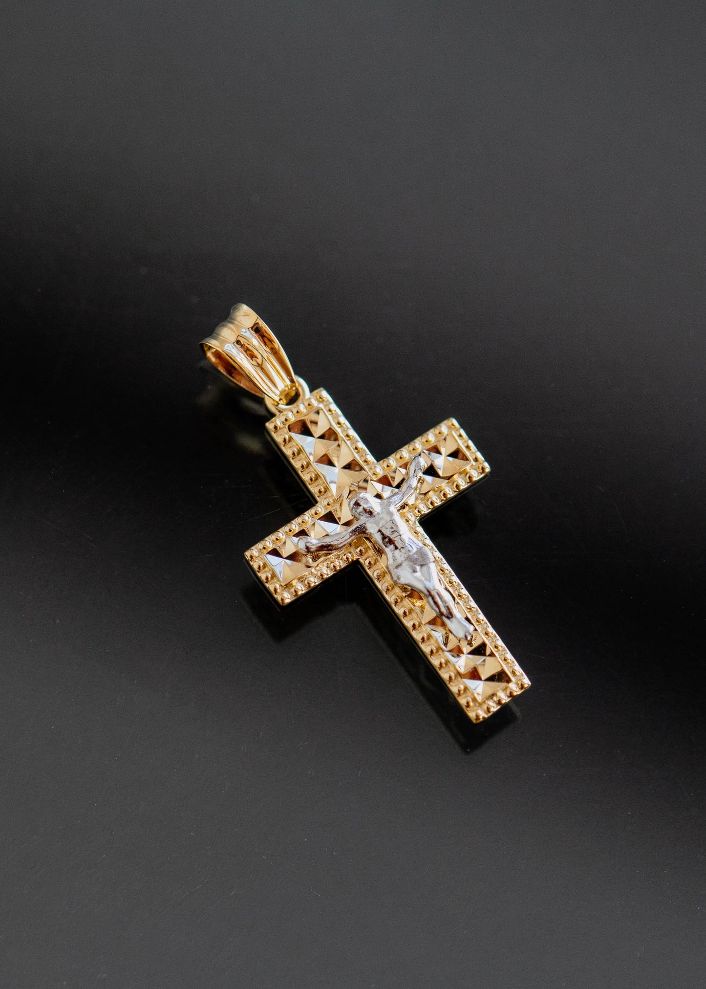 PVLA | 14k Solid Gold 2-Tone Crucifix | Modern Gold Cut Cross