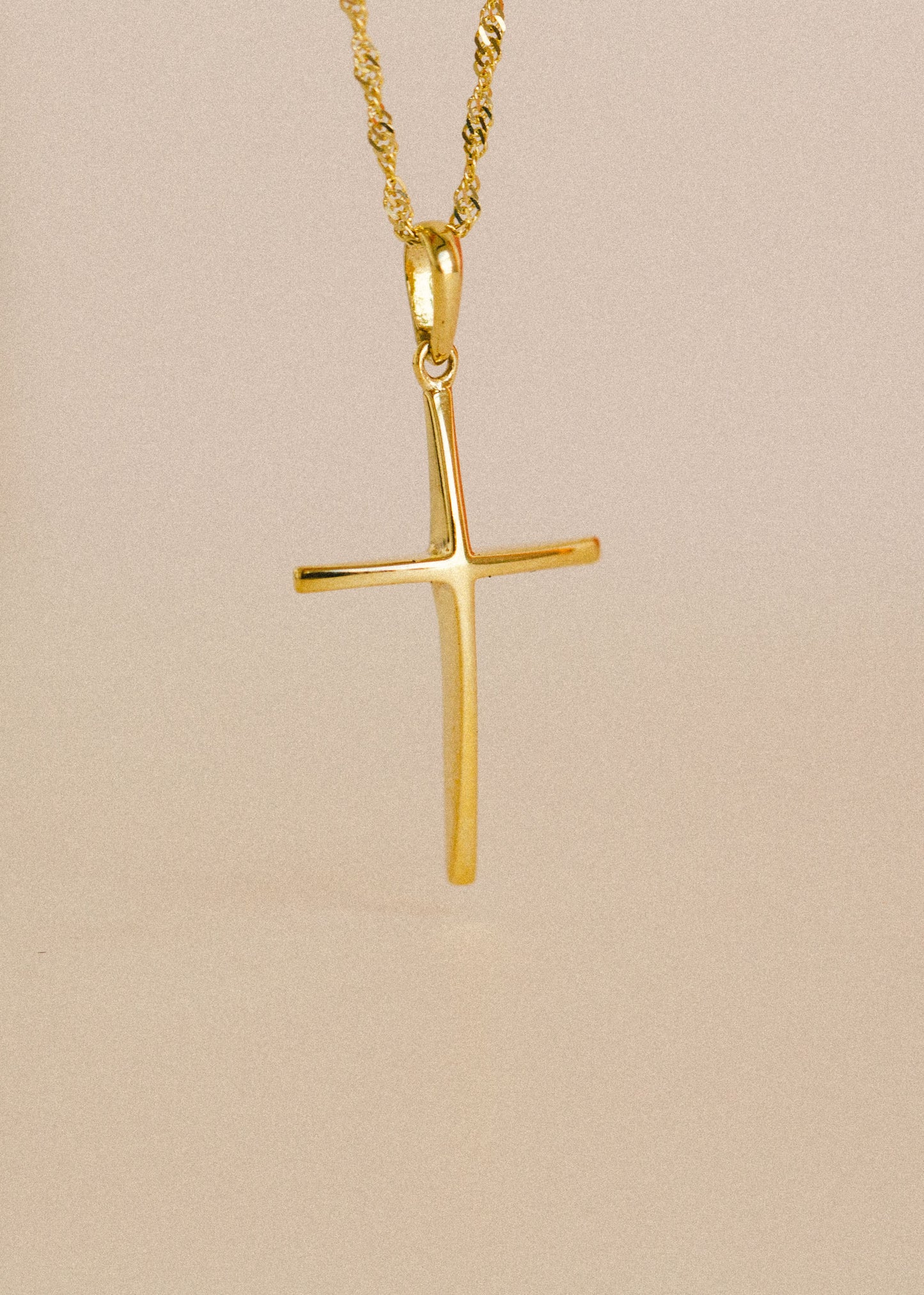 PVLA | 14K Solid Gold Cross Pendant | Minimal Plain Crucifix Charm