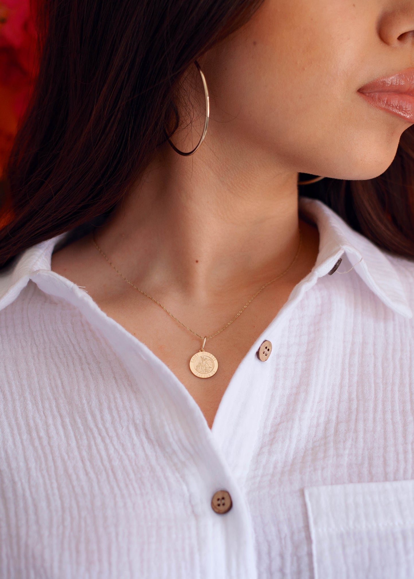PVLA | 14k Solid Gold Saint Michael Pendant | Guardian Angel Charm