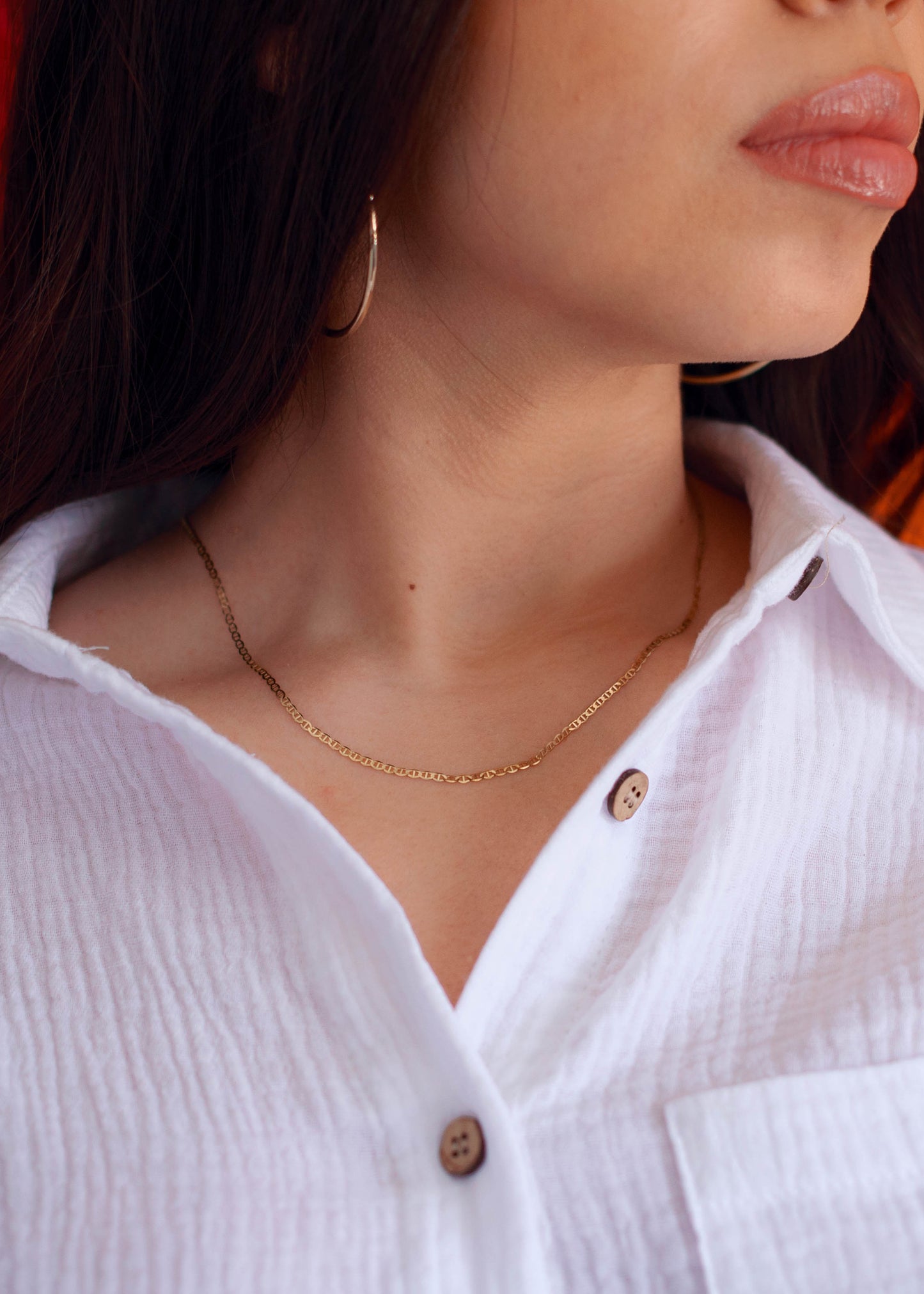 PVLA | 14k Solid Yellow Gold Flat Mariner Chain Link Necklace | 2mm