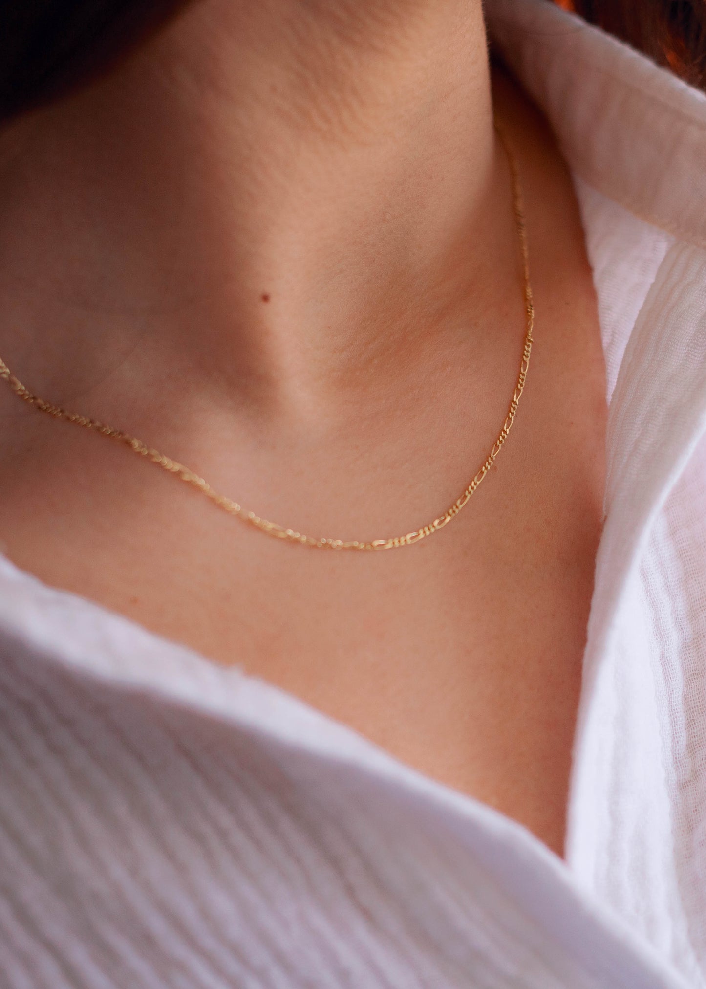 PVLA | 14k Solid Yellow Gold Figaro Necklace Chain | 1.3mm