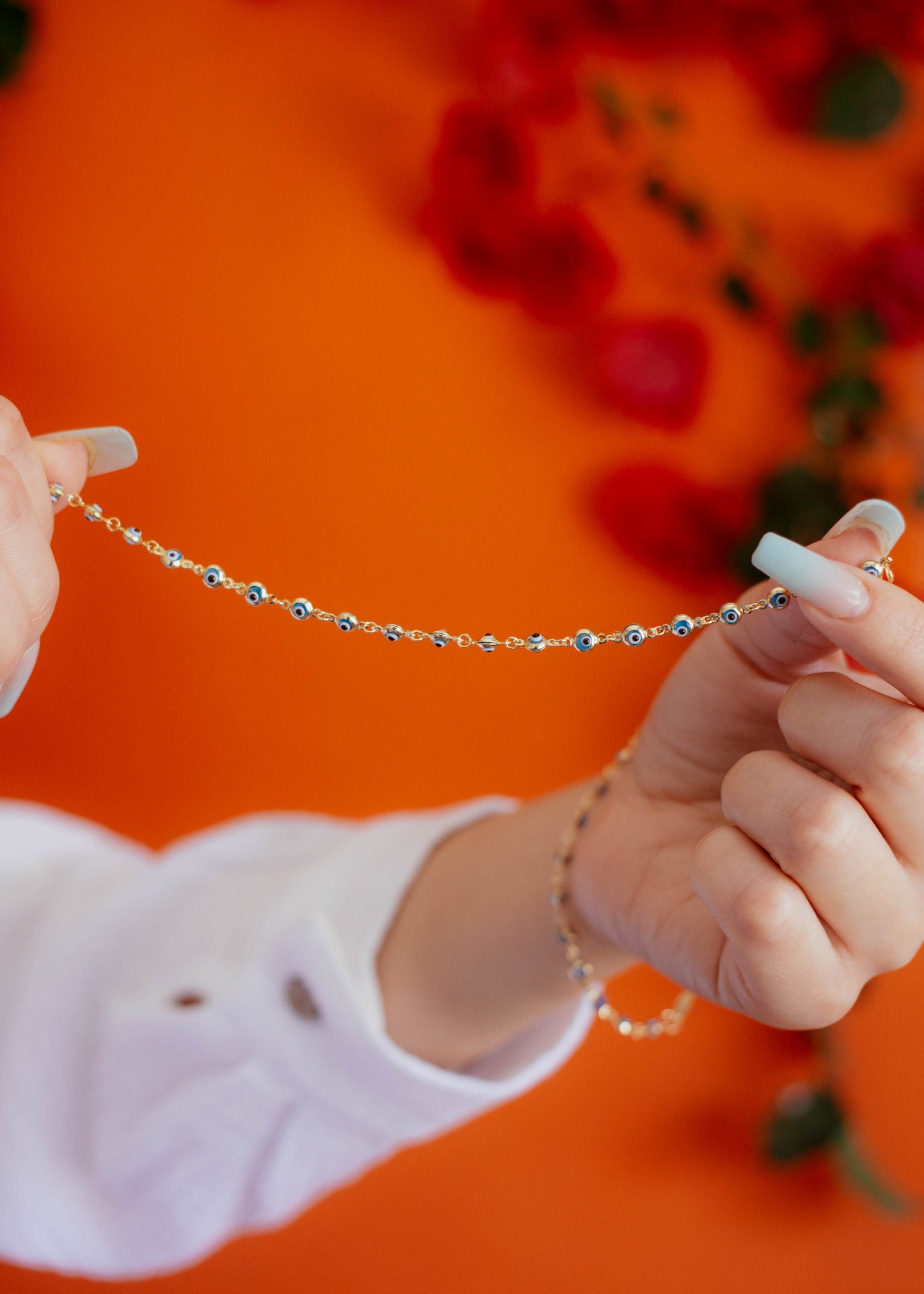 PVLA | 14k Solid Gold Evil Eye Bracelet | Mal De Ojo 14k Pulsera