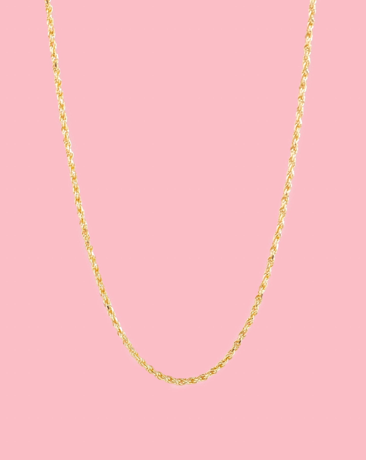 14k Solid Yellow Diamond Cut Rope Chain Necklace 1.2mm 16" - 24"| Stackable Daily Gold Rope Link Necklace