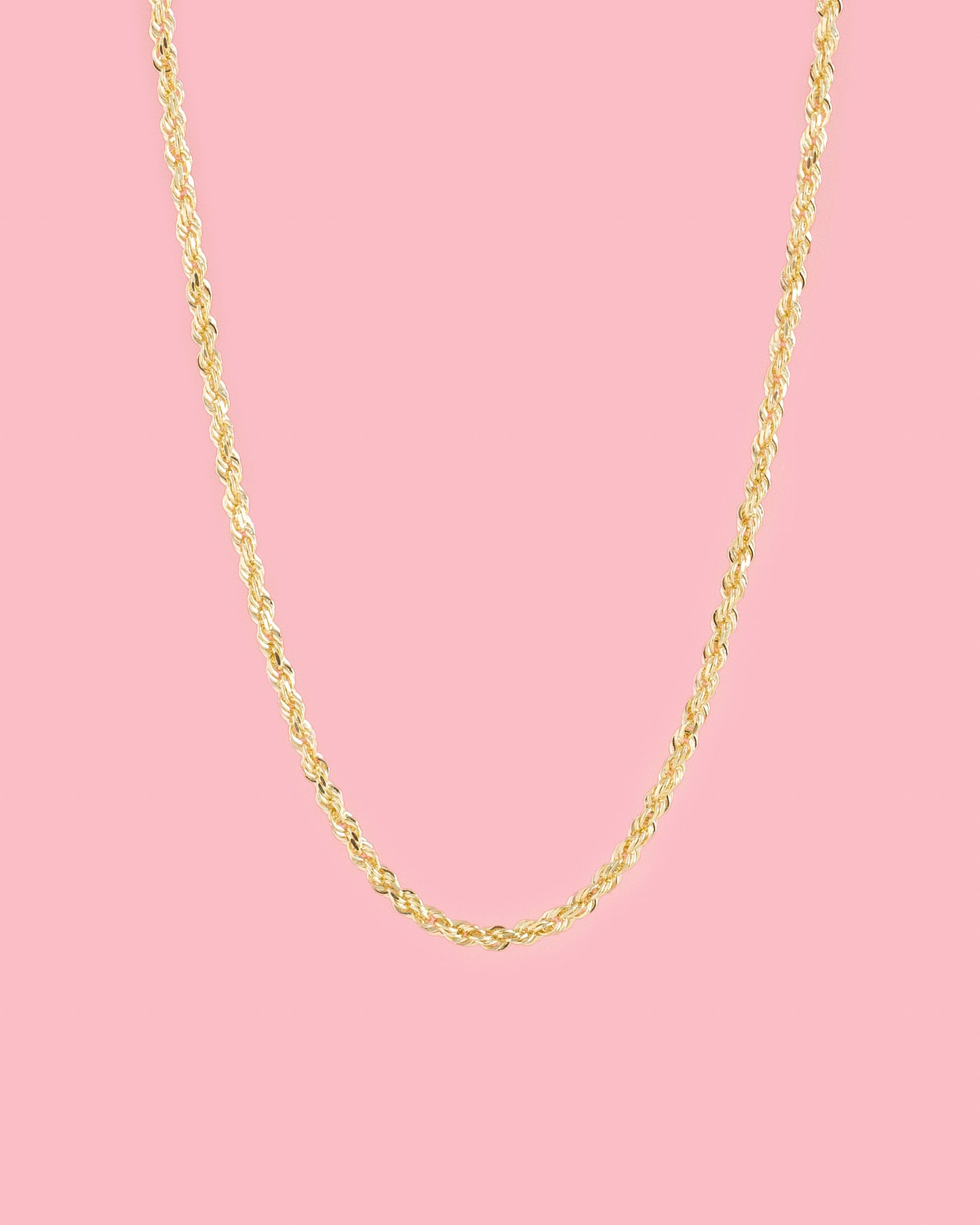 PVLA | 14k Solid Yellow Diamond Cut Rope Chain Necklace 1.5mm 16" - 24"