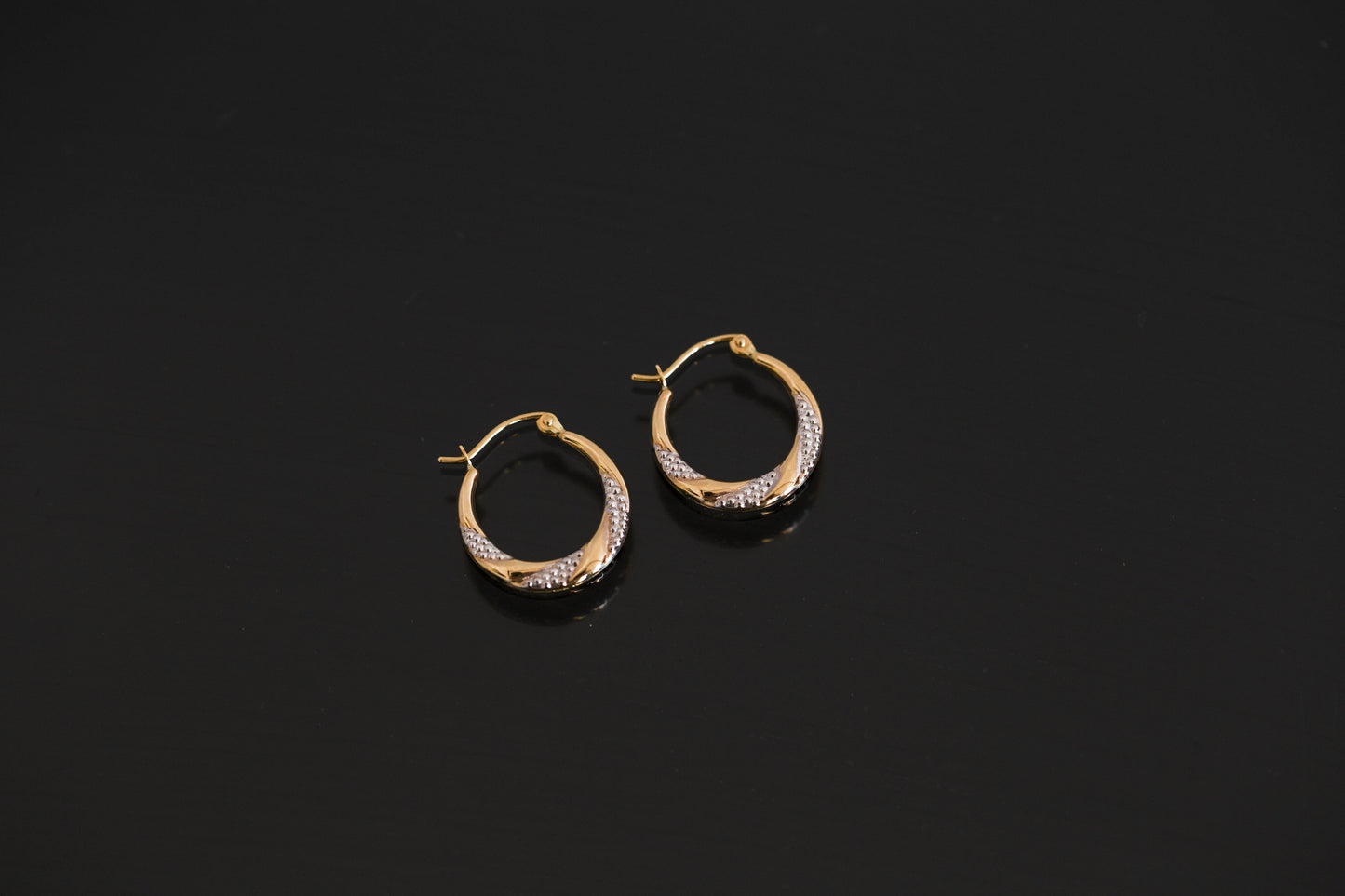 14k Yellow and White Gold DC Hoop | Twist Gold Hoop Earring | Two-Tone Hoop Earring | Twist Style Hoop Earring