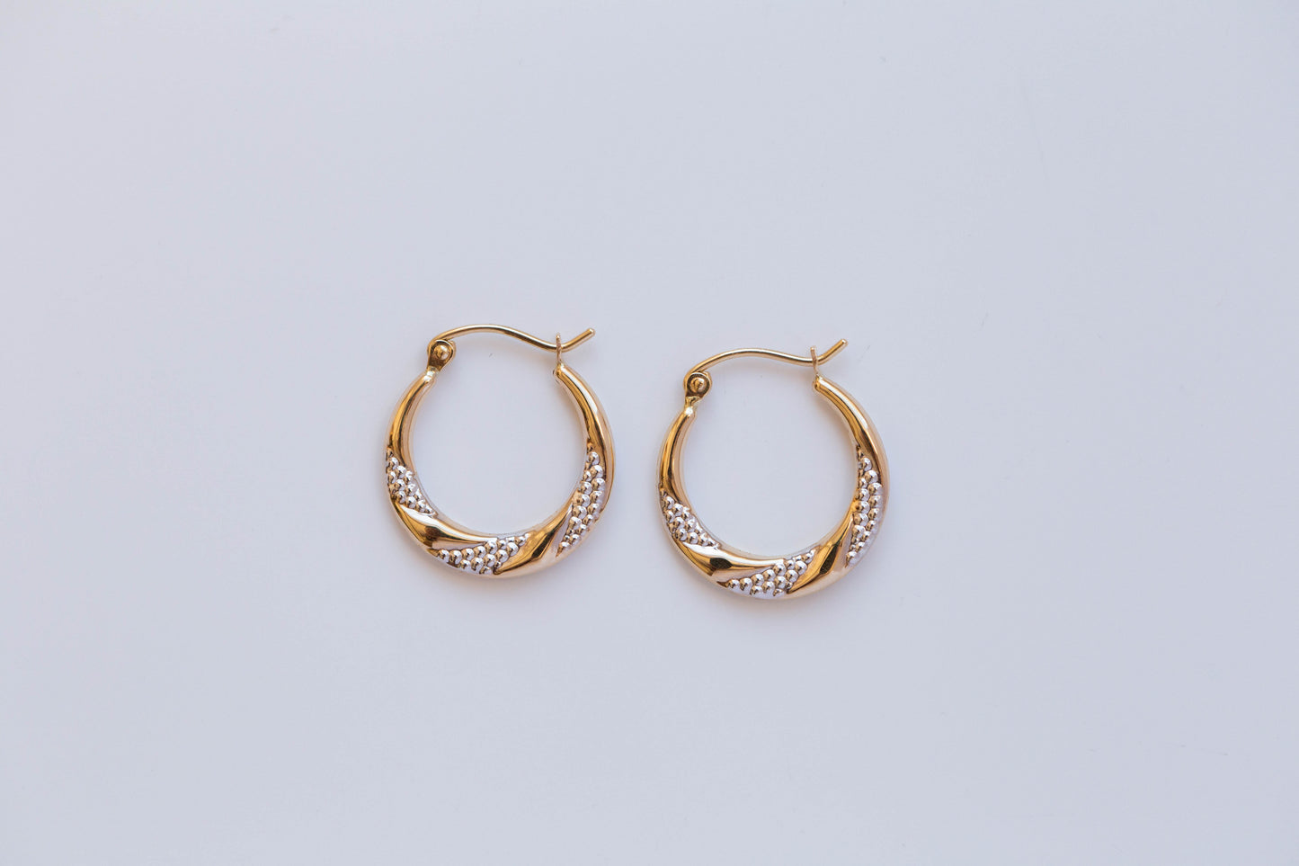 14k Yellow and White Gold DC Hoop | Twist Gold Hoop Earring | Two-Tone Hoop Earring | Twist Style Hoop Earring