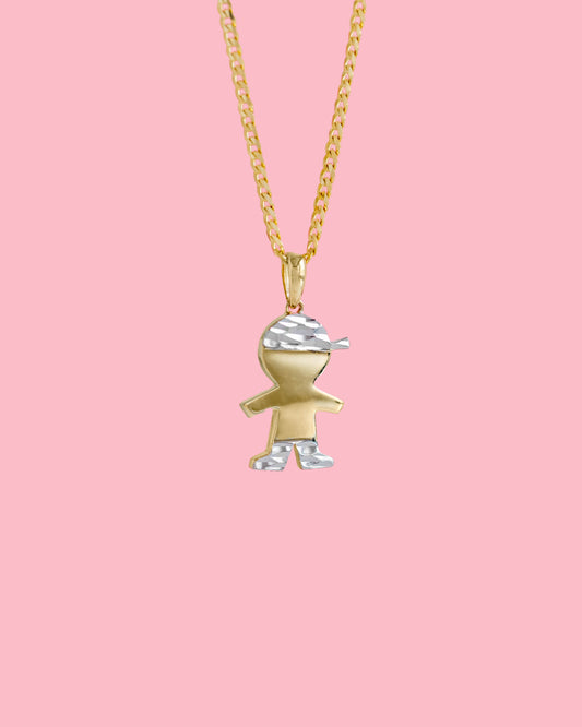 PVLA | 14k Solid 2-tone Gold Boy Charm | Custom Letter Baby Boy Necklace Set