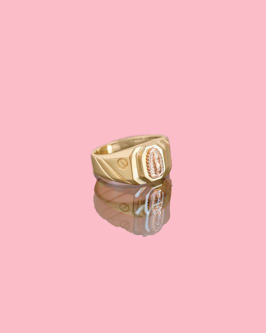 PVLA | 14k Solid 2-Tone Yellow And Rose Gold Virgin Mary Ring | Virgin de Guadalupe Statement Ring