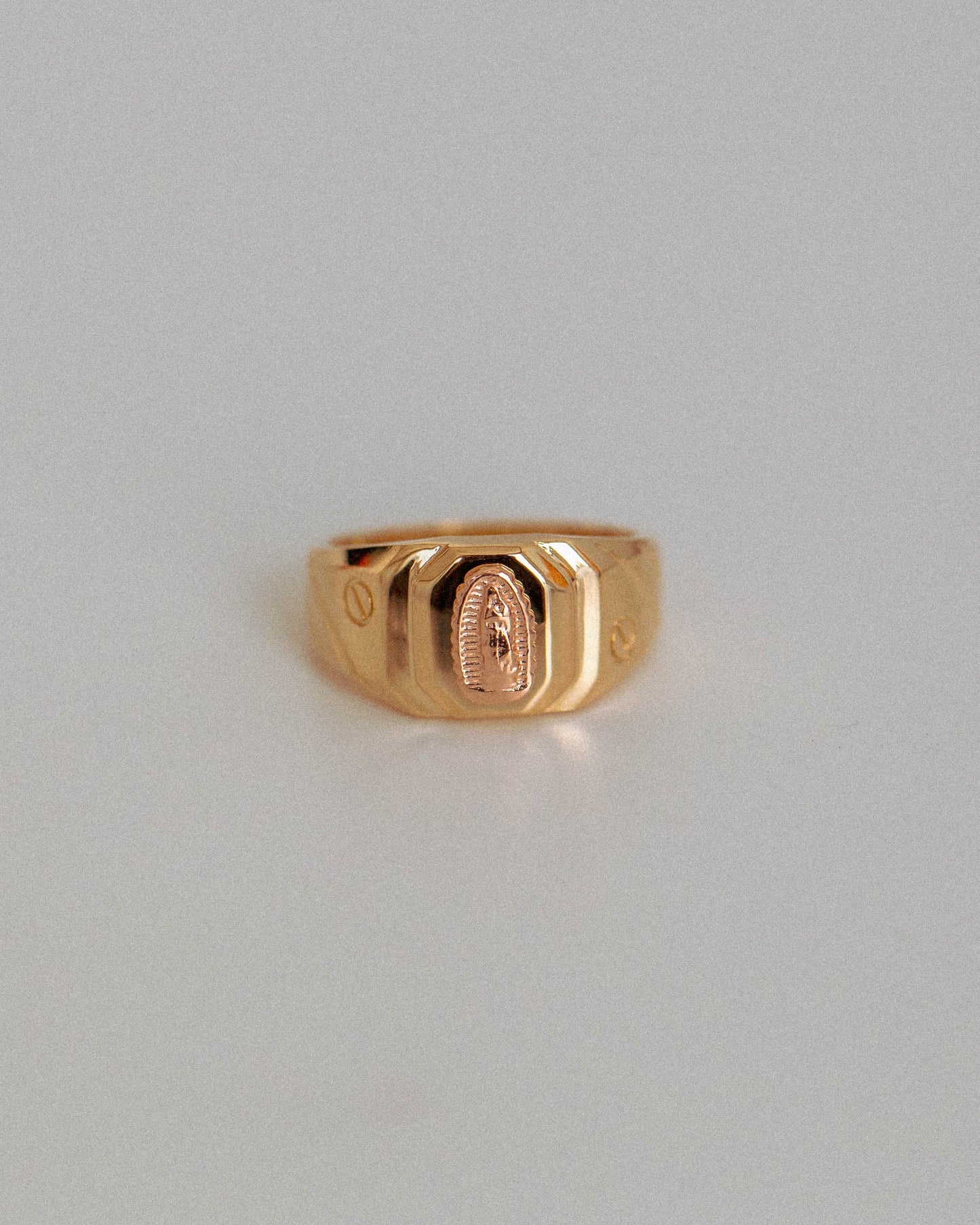 PVLA | 14k Solid 2-Tone Yellow And Rose Gold Virgin Mary Ring | Virgin de Guadalupe Statement Ring