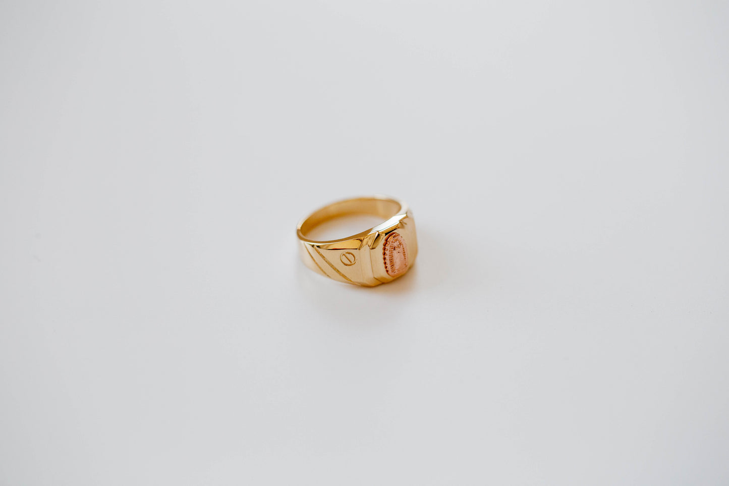 PVLA | 14k Solid 2-Tone Yellow And Rose Gold Virgin Mary Ring | Virgin de Guadalupe Statement Ring