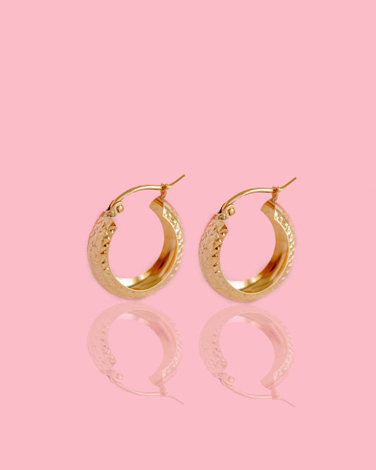 PVLA | 14k Solid Gold Chunky Hoops | Diamond Cut Gold Hoops