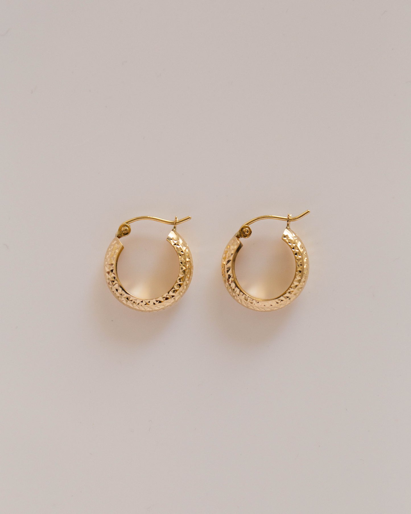 PVLA | 14k Solid Gold Chunky Hoops | Diamond Cut Gold Hoops