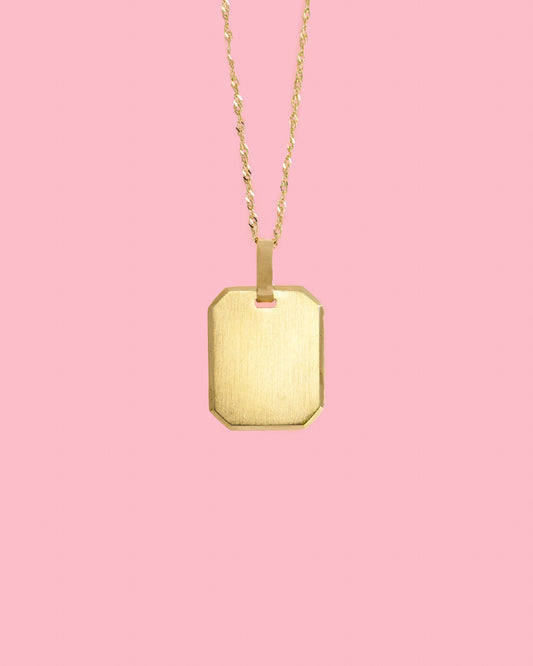 PVLA | 14k Solid Yellow Gold Personalized Rectangular Pendant |