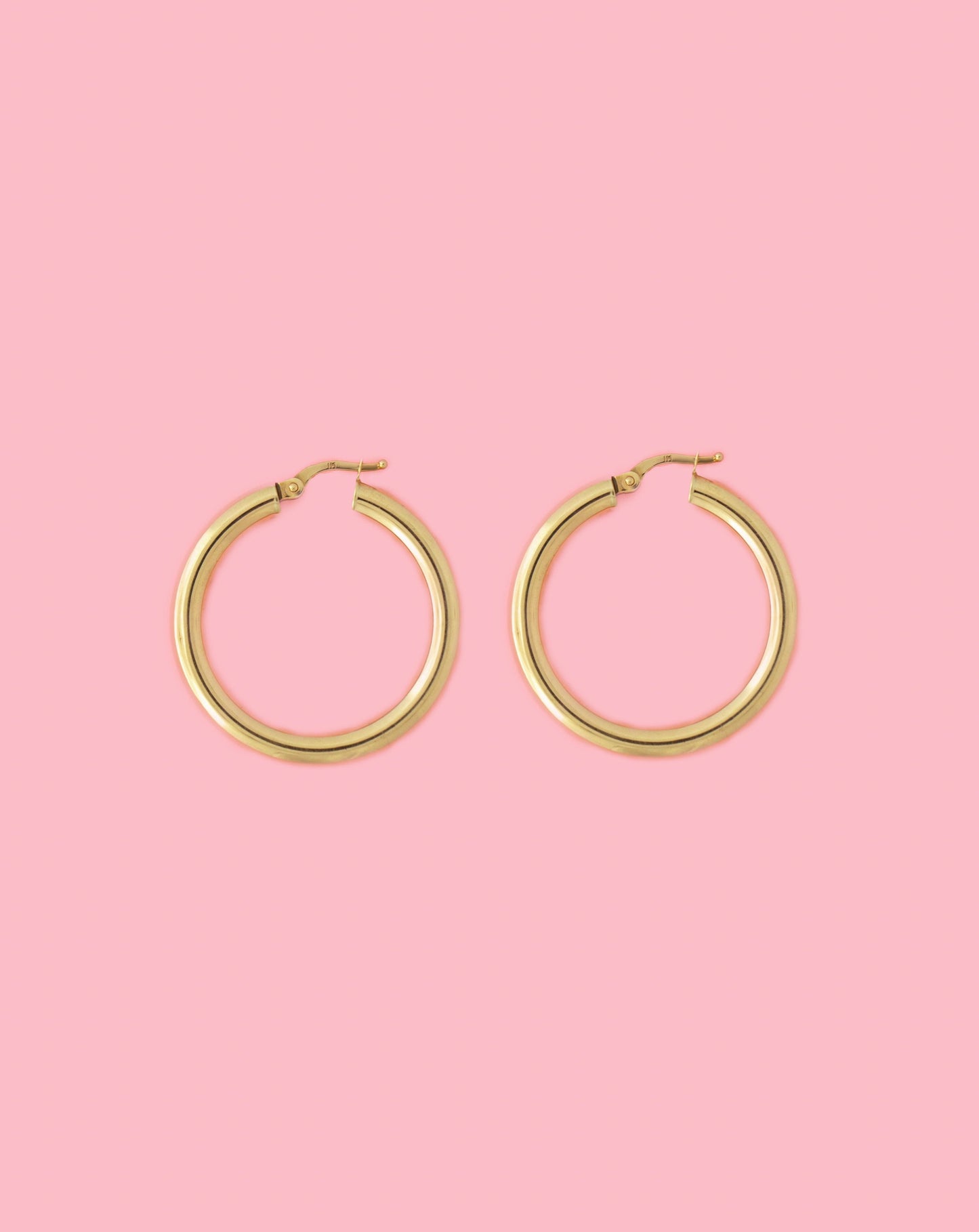 PVLA | 14K Yellow Gold Round Hoop Earrings 4.0mm | Classic Polished Chunky Hoop