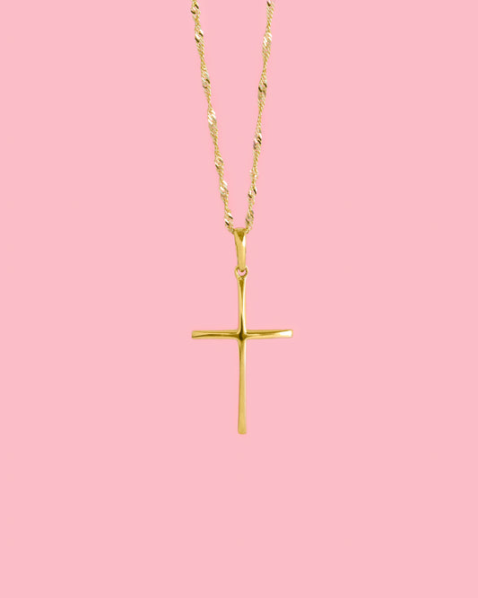 PVLA | 14K Solid Gold Cross Pendant | Minimal Plain Crucifix Charm