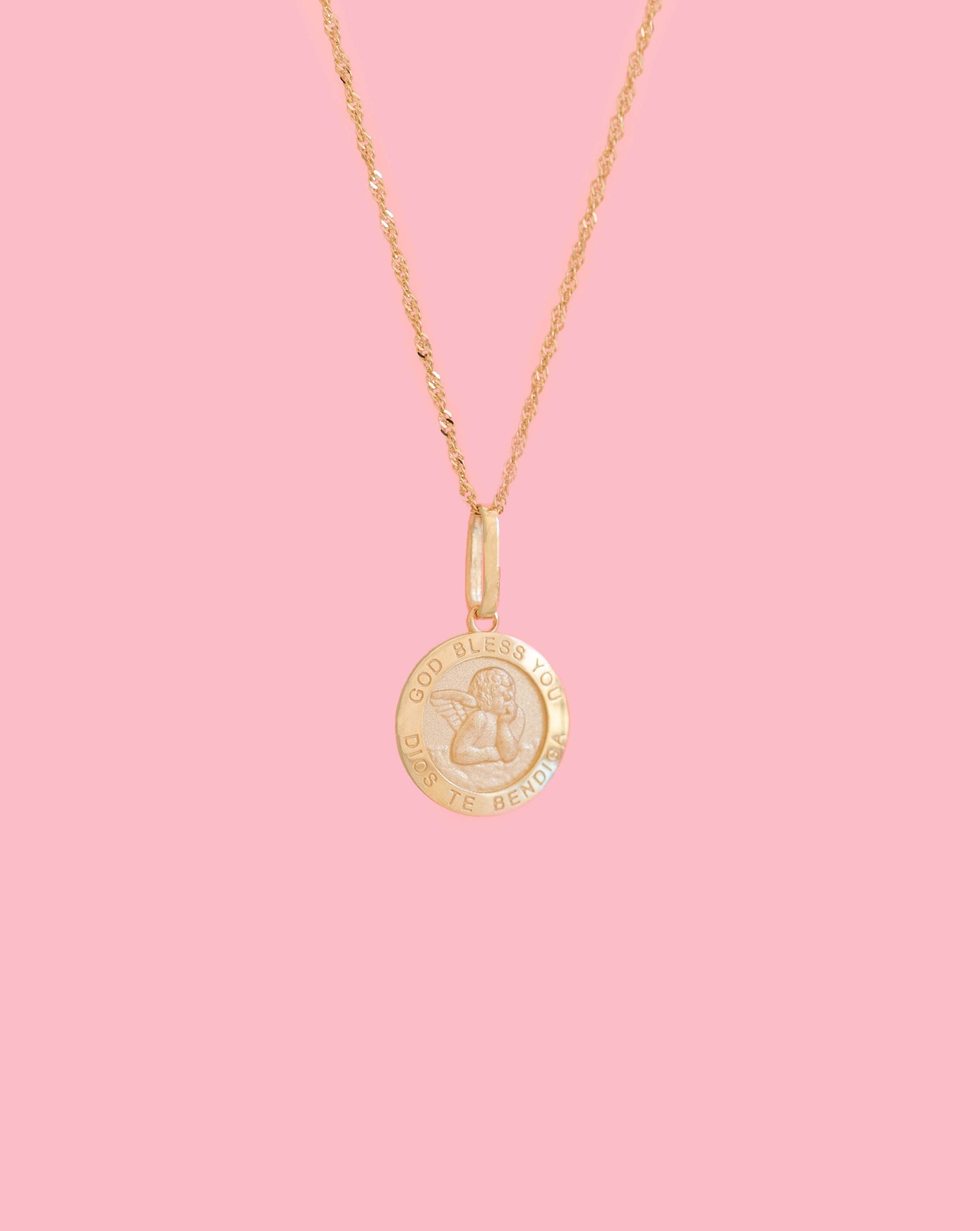 PVLA 14k Solid Yellow Gold Baby Angel Pendant Charm Guardian