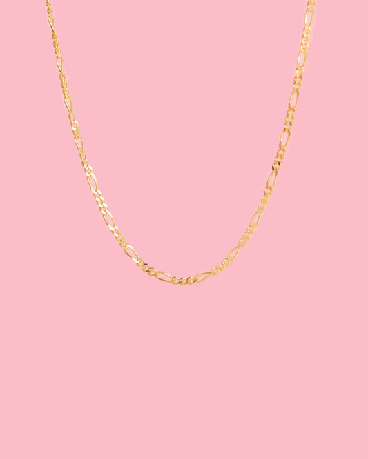 PVLA | 14k Solid Yellow Gold Figaro Necklace Chain | 1.3mm