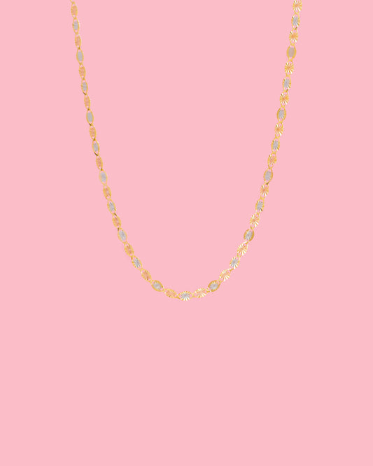 PVLA | 14k Solid Tri Color Gold Valentino Chain Link Necklace | 2.1mm